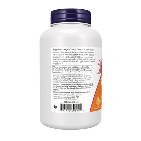 Now Foods, Vitamin C-500 Chewable Orange, 100 Tabs Now Foods