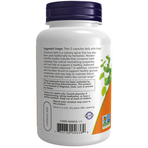 Now Foods, Cinnamon Bark, 600 Mg, 120 Veg Caps Now Foods