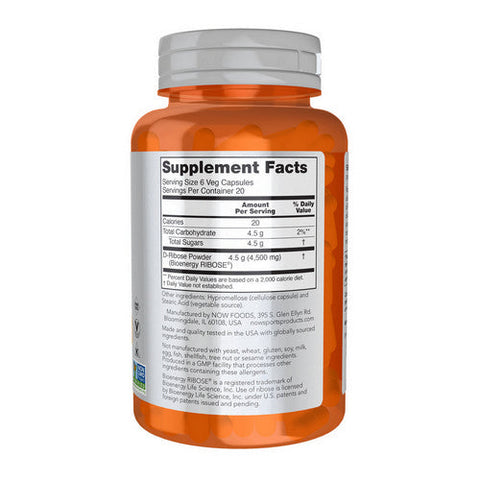 Now Foods, D-Ribose, 750 mg, 120 Caps Now Foods
