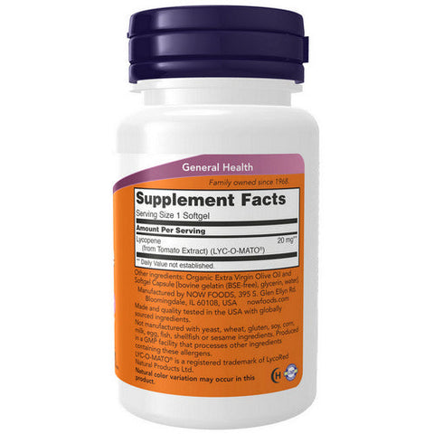 Now Foods, Lycopene, 20 mg, 50 Softgels Now Foods