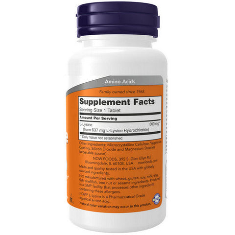 Now Foods, L-Lysine, 500 mg, 100 Tabs Now Foods