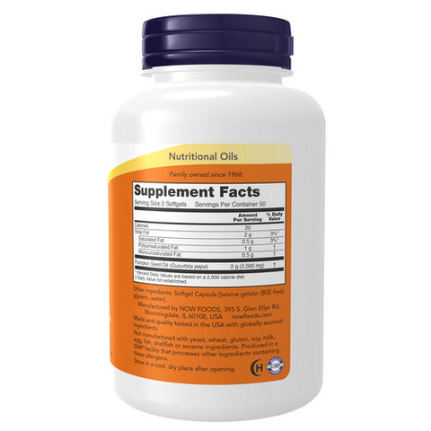Now Foods, Pumpkin Seed Oil, 1000 mg, 100 Sgels