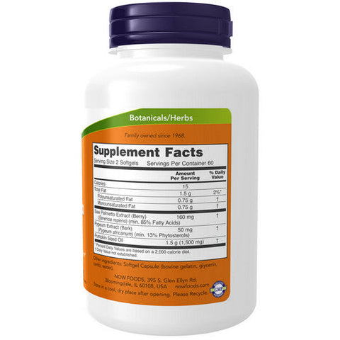 Now Foods, Pygeum & Saw Palmetto Extract, 25 mg/80 mg, 120 Softgels Now Foods