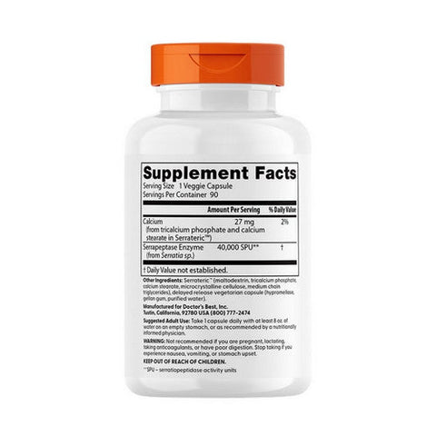 Doctors Best, Serrapeptase, 40,000 SPU, 90 Veggie Caps Doctors Best