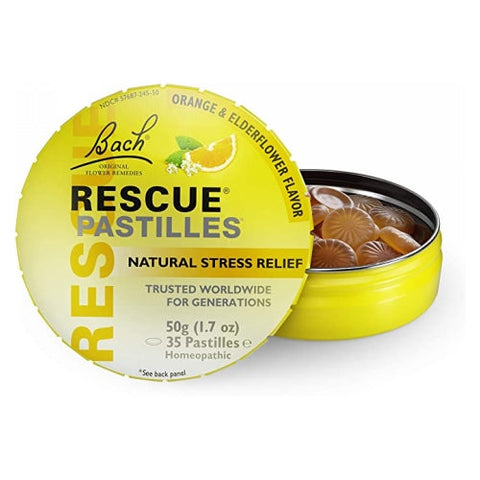 Bach, Rescue Pastilles Natural Stress Relief Black Currant, 50 Grams Bach