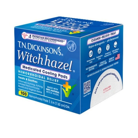 T.N. Dickinson's, Witch Hazel Medicated Cooling Pads Hemorrhoidal Relief, 100 Count T.N. Dickinson's