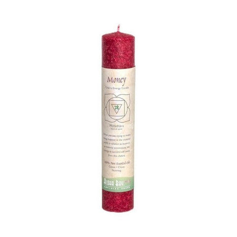 Aloha Bay, Chakra Pillar Money Red Candle 8 Inches, 1 Each