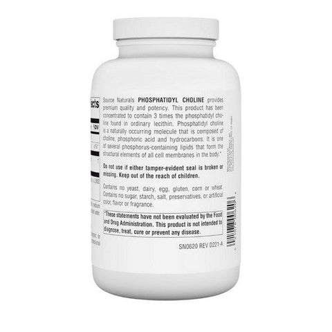 Source Naturals, Phosphatidylcholine In Lecithin, 420 MG, 180 Softgel Source Naturals