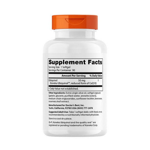 Doctors Best, Ubiquinol With Kaneka, 50 mg, 90 Softgels Doctors Best