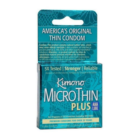 Mayer Laboratories, Kimono MicroThin Aqua Lube Latex Condoms, 3 CT