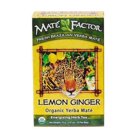 The Mate Factor, Organic Yerba Mate Tea Lemon Ginger, Lemon Ginger, 20 Bag