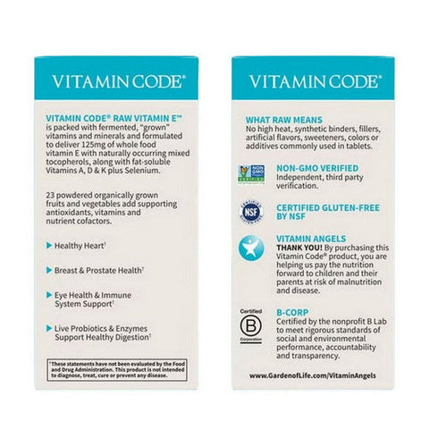 Garden of Life, Vitamin Code, Raw Vitamin E Complex 60 Caps Garden of Life