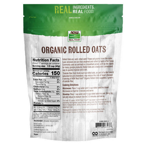 Now Foods, Oats Rolled Organic, 24 oz Now Foods