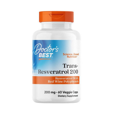 Doctors Best, Trans-Resveratrol 200  With Resvinol, 200 Mg, 60 Veggie Caps Doctors Best