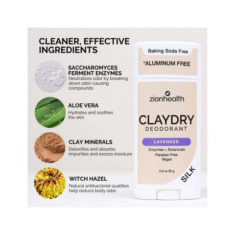 Zion Health, Clay Dry Deodorant, Lavender 2.5 oz Zion Health