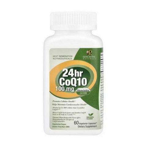 Genceutic Naturals, 24Hr. Microactive COQ10, 100 Mg, 60 Veg Caps Genceutic Naturals