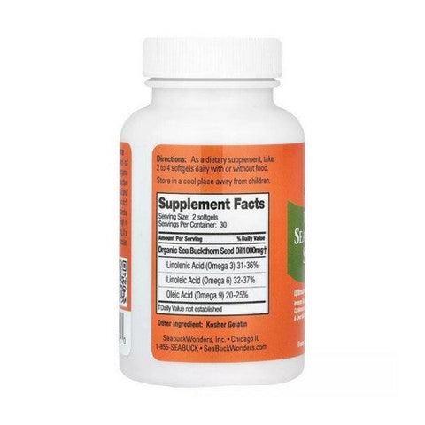 Seabuck Wonders, Sea Buckthorn Seed Oil, 500 Mg, 60 Softgels Seabuck Wonders