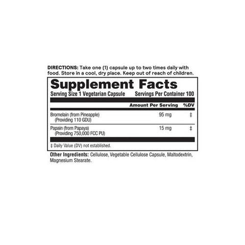 Nature's Life, Bromelain & Papain, 250/250 mg, 100 vcaps Nature's Life