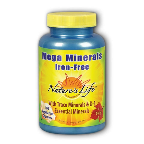 Nature's Life, Mega Minerals, Iron Free 100 vcaps Nature's Life