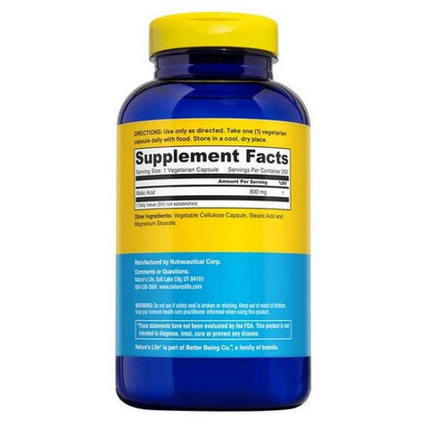 Nature's Life, Malic Acid, 800 Mg, 250 Caps Nature's Life