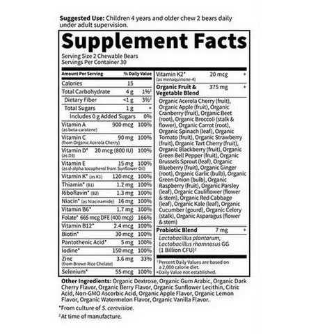 Garden of Life, Vitamin Code Kids Cherry Berry Chewables Bears, Kids, 60 Count Garden of Life