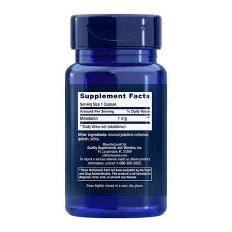 Life Extension, Melatonin, 1 mg, 60 Caps Life Extension