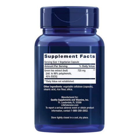 Life Extension, Mega Green Tea Extract (Lightly Caffeinated), 100 vcaps Life Extension