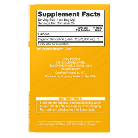 Now Foods, Dandelion Cleansing Herbal Tea, 24 Bags Now Foods