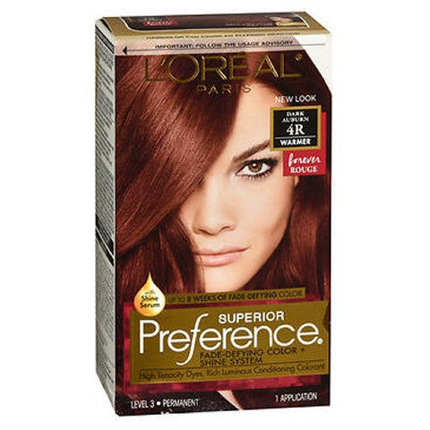 L'oreal Paris, Superior Preference Permanent Haircolor 4R Dark Auburn, 1 Each L'oreal Paris