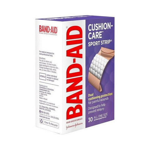 Band-Aid, Cushion-Care Sport Strip Adhesive Bandages 1 X 3 Inch, 30 each Band-Aid