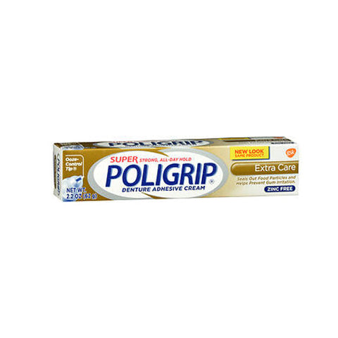 Super Poligrip, Denture Adhesive Cream Extra Care, 2.2 Oz Super Poligrip