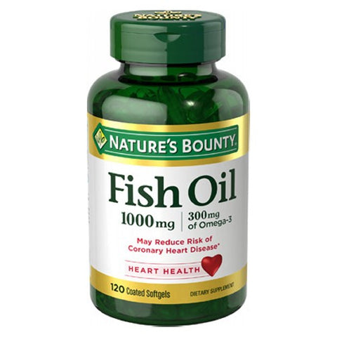 Nature's Bounty, Fish Oil Of Omega-3 Coated Softgels, 1000 Mg, 120 Count Nature's Bounty