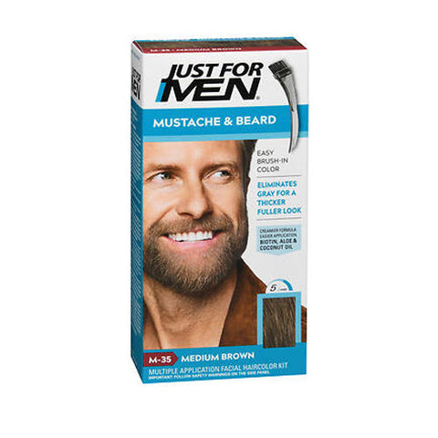 Just For Men, Color Gel Mustache Beard, Medium Brown 1 each Just For Men