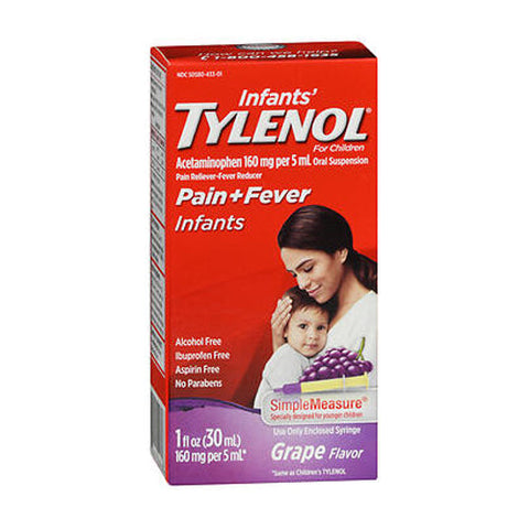 Tylenol, Infants' Pain Plus Fever Acetaminophen Oral Suspension Grape, 160 Mg, 1 Oz Tylenol