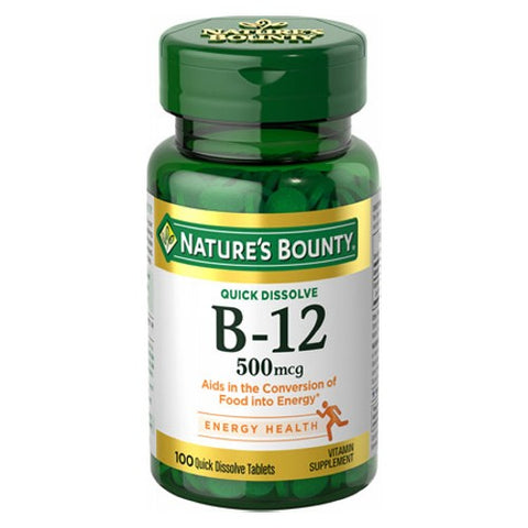 Nature's Bounty, Vitamin B-12 Microlozenges, 500 mcg, 100 tabs Nature's Bounty